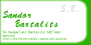 sandor bartalits business card